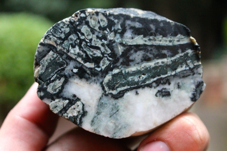 Here's a Dallasite rock cut by Tommy Lay to show the designs inside.